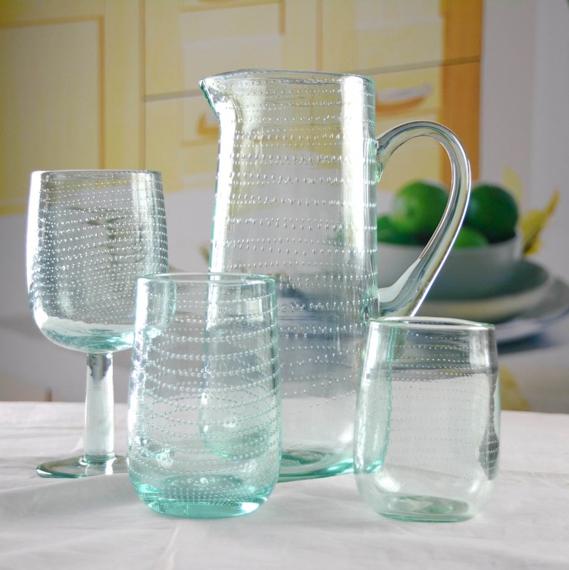 गुणवत्ता Recycle Green Spiraling Bubbles  Glass Water Pitcher , Large Glass Pitcher फैक्टरी