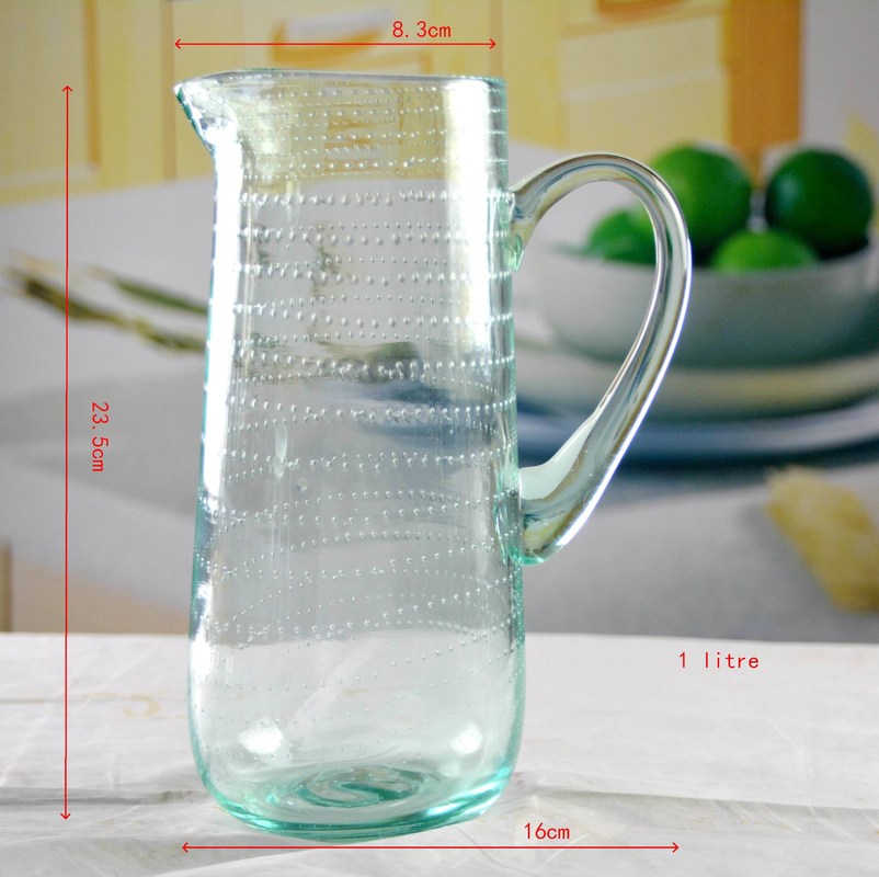 गुणवत्ता Recycle Green Spiraling Bubbles  Glass Water Pitcher , Large Glass Pitcher फैक्टरी