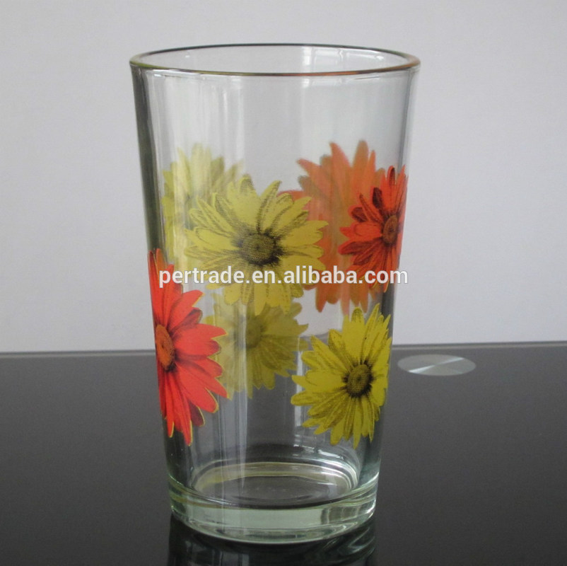 गुणवत्ता Silk Printed Blooming Daisy 16 Oz Highball Glasses फैक्टरी