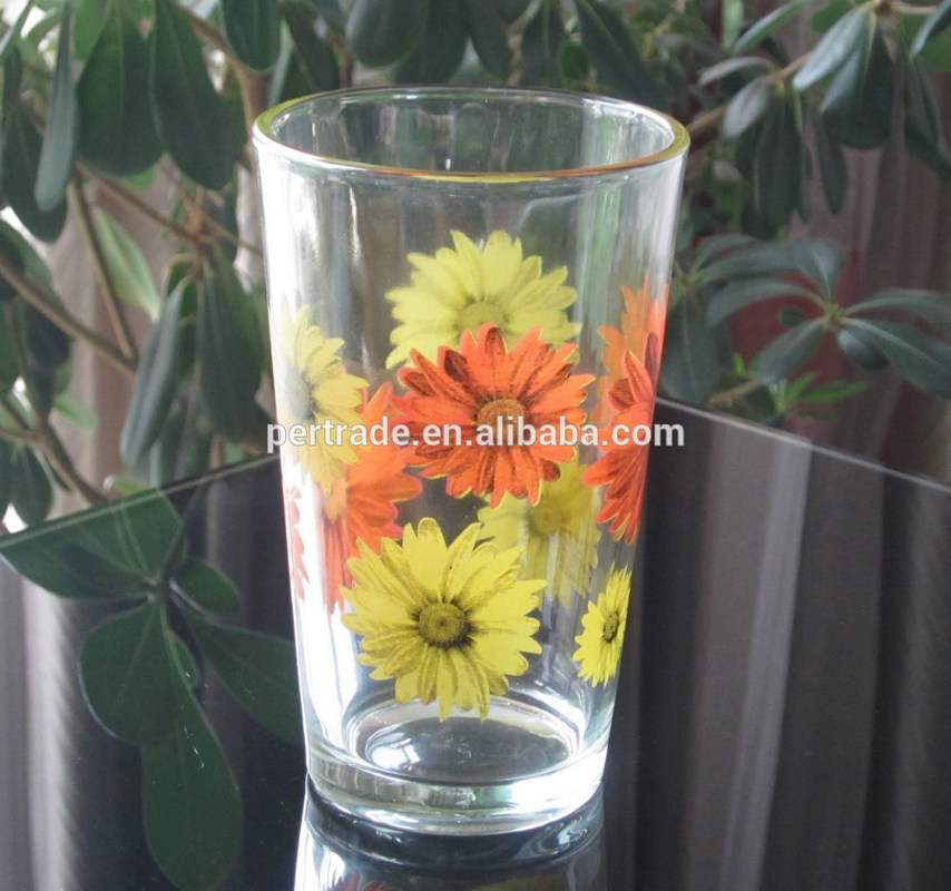 गुणवत्ता Silk Printed Blooming Daisy 16 Oz Highball Glasses फैक्टरी