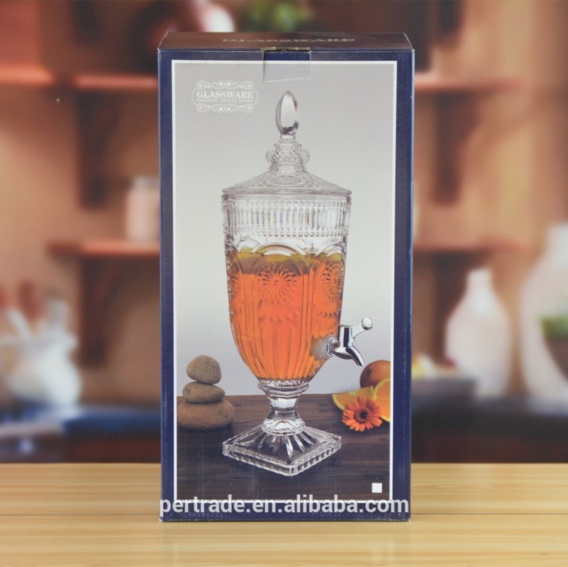 गुणवत्ता Deep Cutted Engraved 5l Glass Jar With Lid . Glass Food Storage Jars फैक्टरी