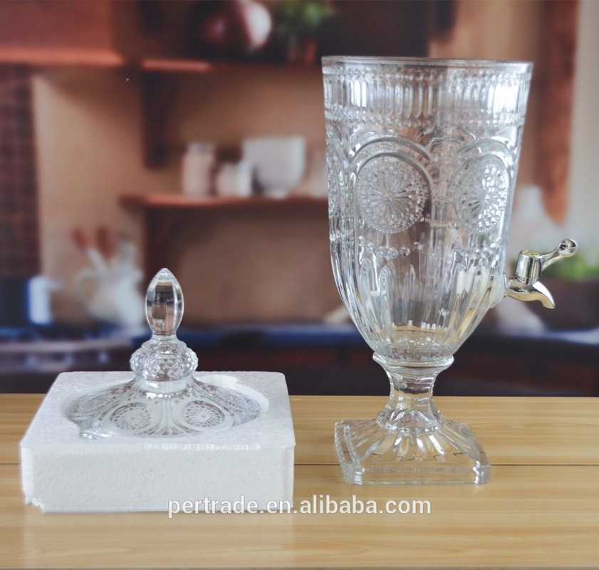 गुणवत्ता Deep Cutted Engraved 5l Glass Jar With Lid . Glass Food Storage Jars फैक्टरी