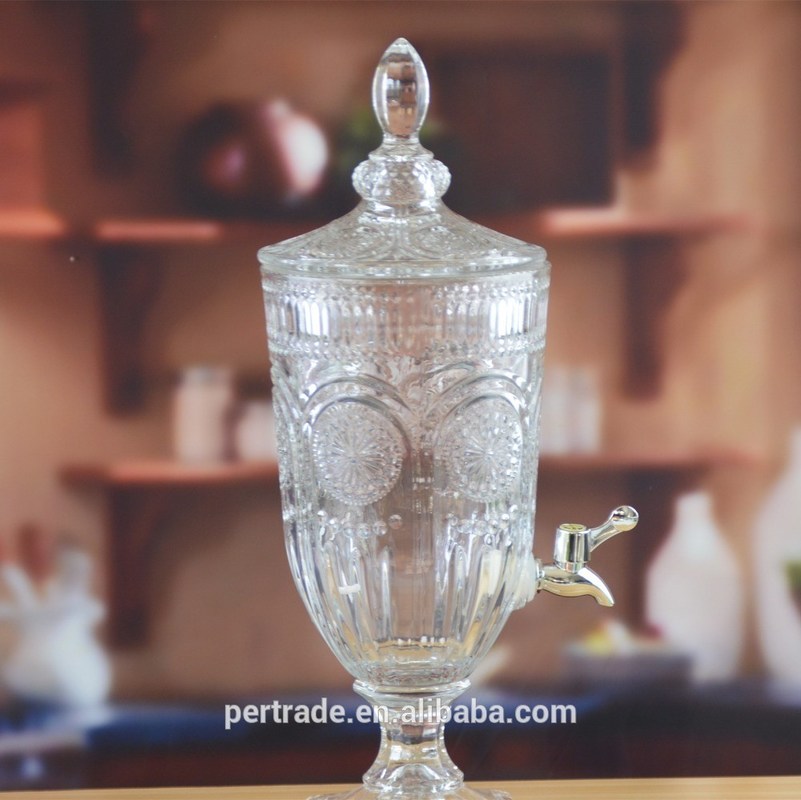 गुणवत्ता Deep Cutted Engraved 5l Glass Jar With Lid . Glass Food Storage Jars फैक्टरी