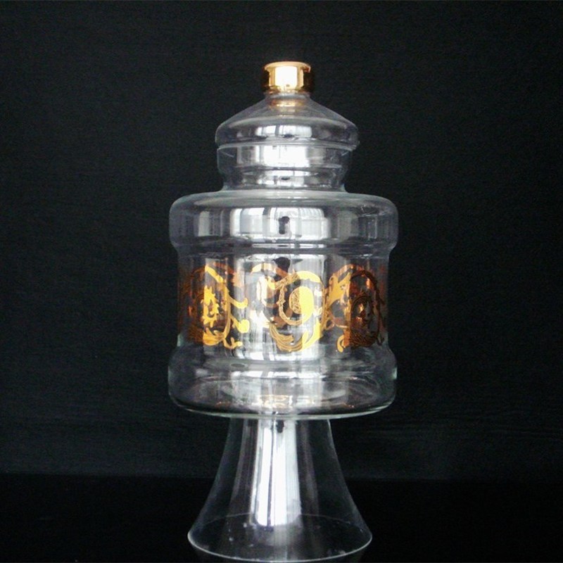 गुणवत्ता Large Footed Glass Storage Jars With Gold Decoration Decal फैक्टरी