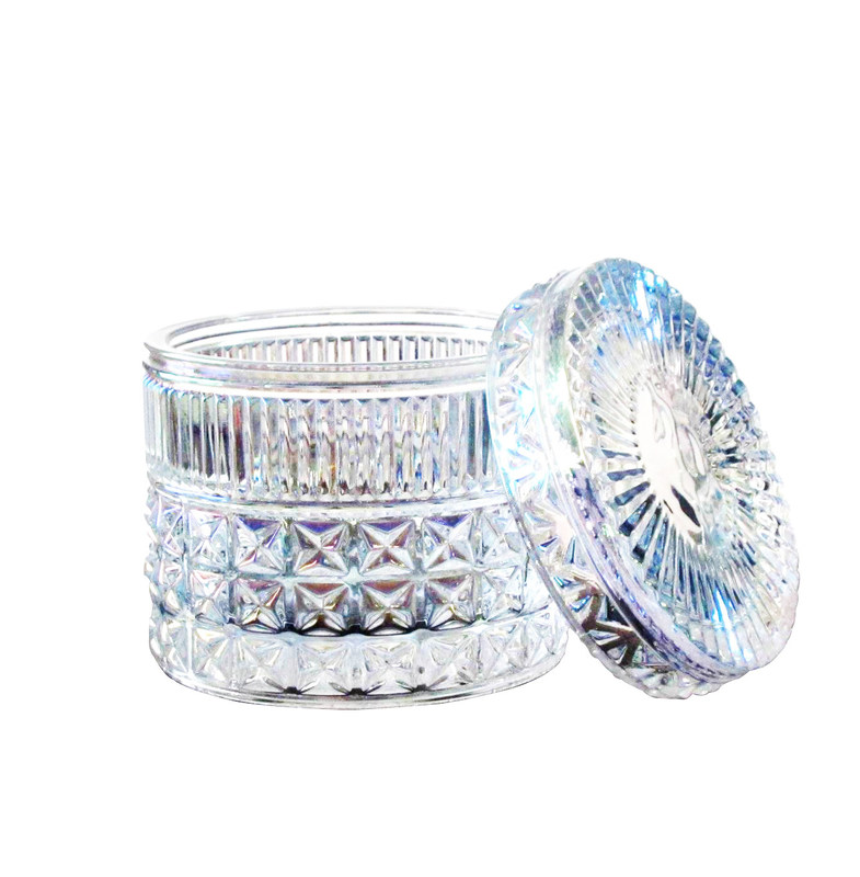 गुणवत्ता Embossed Diamonds Pattern Glass Storage Jars With For Candle फैक्टरी