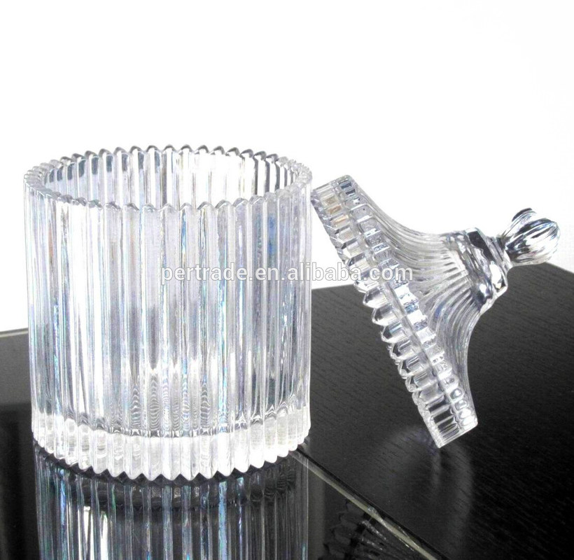 गुणवत्ता home Embossed Stripes Large Glass Container With Lid फैक्टरी