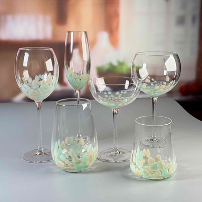 गुणवत्ता Customized Hand Blowned Half-confetti Lead Free Crystal Wine Glass Set फैक्टरी
