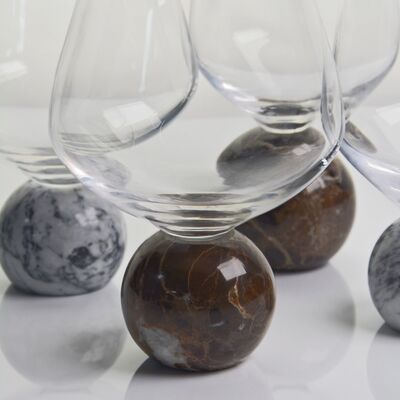 गुणवत्ता Marble Sphere Base Crystal Wine Glass Set Handblown Ultra Clear Crystal with Natural Stone Elegance Ideal for Daily and Special Gatherings फैक्टरी