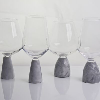 गुणवत्ता Hand Blown Crystal Wine Glass with Modern Gray Marble Stem Base Ultra Clear Bowl Perfect for Dinner Parties and Everyday फैक्टरी