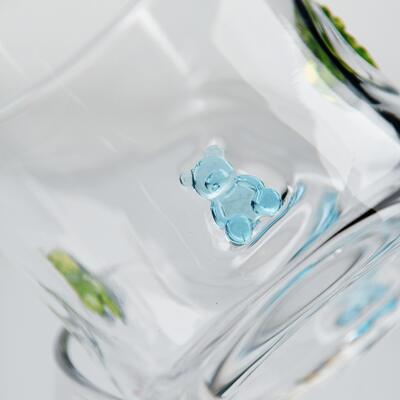 गुणवत्ता हाथ से उड़ा हुआ गमी बेयर आइकन ग्लास, 400ml क्लियर टंबलर प्यारे रंगीन भालू के साथ, बच्चों और बड़ों के लिए मजेदार व्हिस्की जूस ग्लास, प्यारा बारवेयर उपहार फैक्टरी