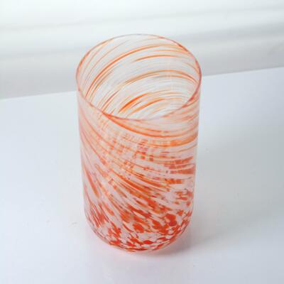 गुणवत्ता Hand-blown Orange Swirl Confetti Glass Cup - Artisan Crafted Drinking Glass for Whiskey and Cocktails फैक्टरी