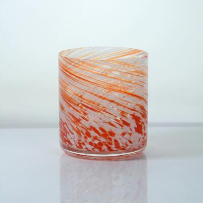 गुणवत्ता Hand-blown Orange Swirl Confetti Glass Cup - Artisan Crafted Drinking Glass for Whiskey and Cocktails फैक्टरी