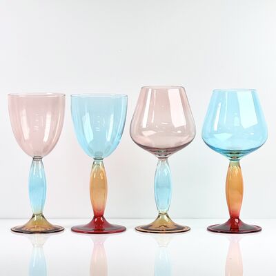 गुणवत्ता Hand-Blown Gradient Color Borosilicate Wine Glasses, Multi-Color Artistic Stem Goblets for Wine, Cocktail, Home Bar & Party Decor कारखाना