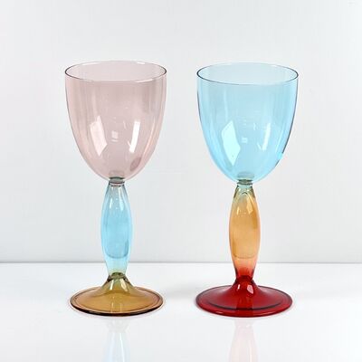 गुणवत्ता Hand-Blown Gradient Color Borosilicate Wine Glasses, Multi-Color Artistic Stem Goblets for Wine, Cocktail, Home Bar & Party Decor कारखाना