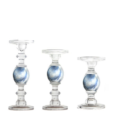 गुणवत्ता Crystal 3 Size Long Stem Candle Holders With Marble Planet फैक्टरी