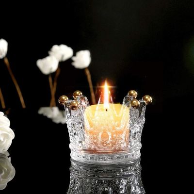 गुणवत्ता Classic Crown Clear Glass Candle Holders फैक्टरी