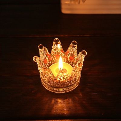 गुणवत्ता Romantic Crown Tea Light Mini Votive Candle Holders ,  Glass Cylinder Candle Holders For Party फैक्टरी