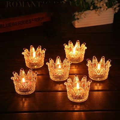 गुणवत्ता Romantic Crown Tea Light Mini Votive Candle Holders ,  Glass Cylinder Candle Holders For Party फैक्टरी