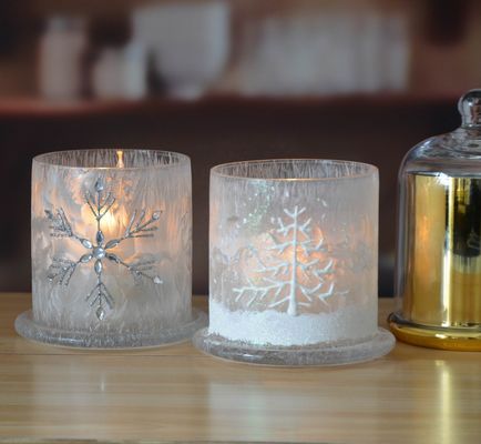 गुणवत्ता Frost Glass Candle Holders , Glass Cylinder Candle Holders For Holiday Decoration फैक्टरी