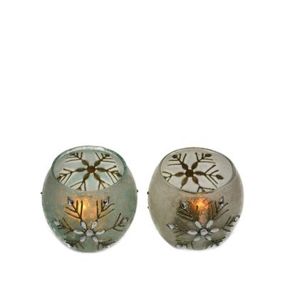 गुणवत्ता Handpainted Christmas Snowflake Glass Cylinder Candle Holders फैक्टरी