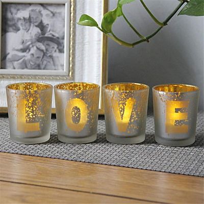 गुणवत्ता Electroplated Matte Glass Candle Holders With Morden Pattern फैक्टरी