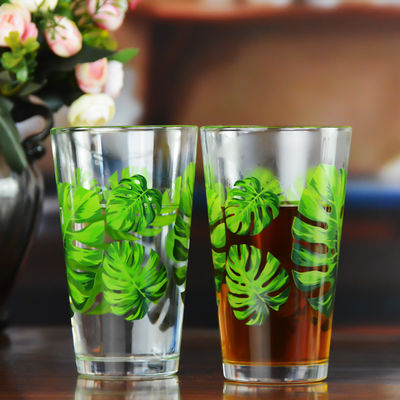 गुणवत्ता Monstera Leaf 16 Oz Beer Glasses With Color Decal फैक्टरी