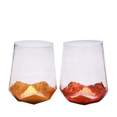 गुणवत्ता Customize Stemless Gold Foil Decorated Crystal Wine Glass फैक्टरी