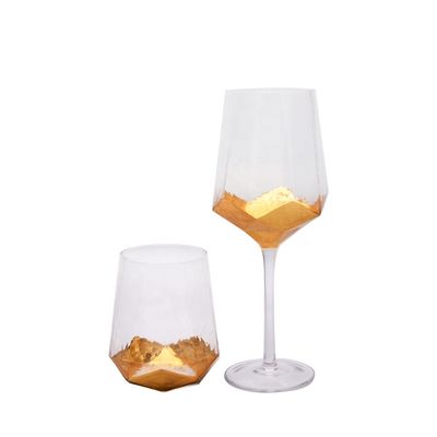 गुणवत्ता Customize Stemless Gold Foil Decorated Crystal Wine Glass फैक्टरी