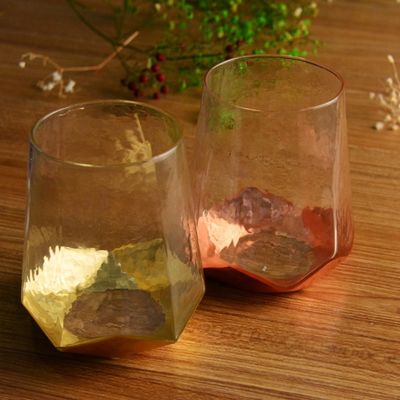 गुणवत्ता Customize Stemless Gold Foil Decorated Crystal Wine Glass फैक्टरी