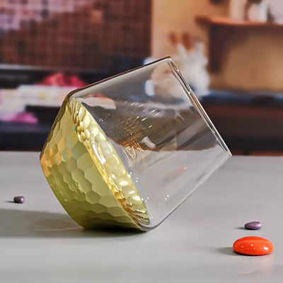 गुणवत्ता 400ml Hand Cut Gold Honeycomb Crystal Wine Glasses फैक्टरी