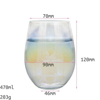 गुणवत्ता Ion Plated Rainbowl 16 Oz Stemless Wine Glass , Antique Crystal Wine Glasses फैक्टरी