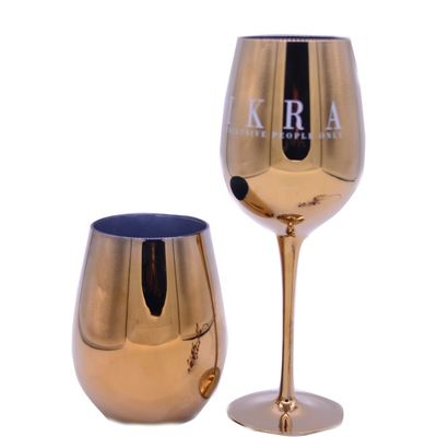 गुणवत्ता Gold Plated 16oz Crystal Wine Glass With Decal Logo For Gift फैक्टरी