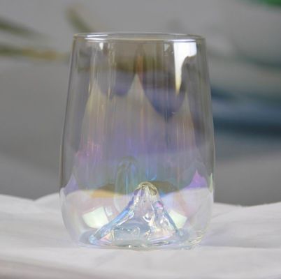 गुणवत्ता Ice Mountain Bottom Crystal Wine Glass With Ion Plated Irridescent फैक्टरी