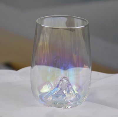 गुणवत्ता Ice Mountain Bottom Crystal Wine Glass With Ion Plated Irridescent फैक्टरी