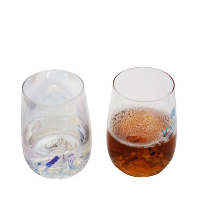 गुणवत्ता Ice Mountain Bottom Crystal Wine Glass With Ion Plated Irridescent फैक्टरी