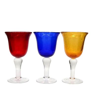 गुणवत्ता Handblown Solid Color Mexican Bubbles Goblet Crystal Wine Glass फैक्टरी