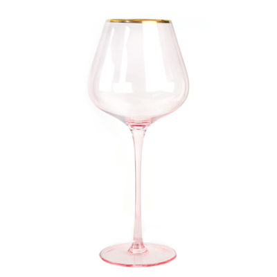 गुणवत्ता Gold Rim Pink Crystal Wine Glass For Holiday Party फैक्टरी