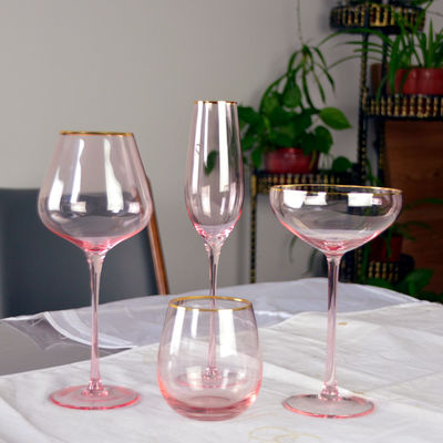 गुणवत्ता Gold Rim Pink Crystal Wine Glass For Holiday Party फैक्टरी