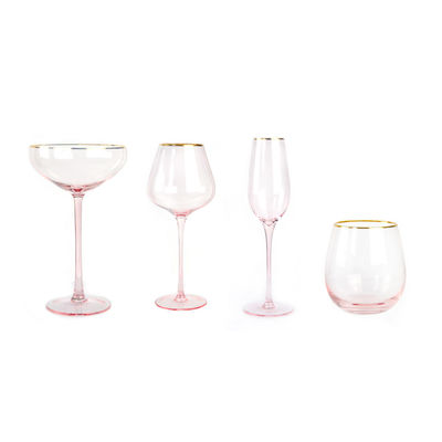 गुणवत्ता Gold Rim Pink Crystal Wine Glass For Holiday Party फैक्टरी