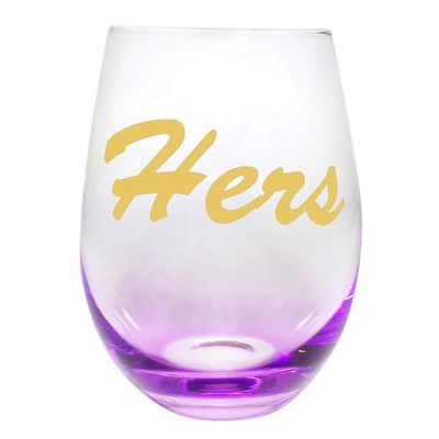 गुणवत्ता Egg Shape  Stemless Clear Wine Glass ，Clear Stemless Wine Glasses With Golden Fonts फैक्टरी
