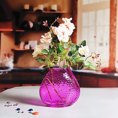 गुणवत्ता Home Decoration 8" Fish Style Vintage Pink Glass Vase फैक्टरी