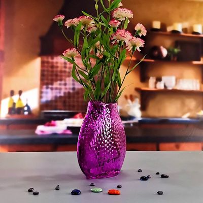 गुणवत्ता Home Decoration 8" Fish Style Vintage Pink Glass Vase फैक्टरी