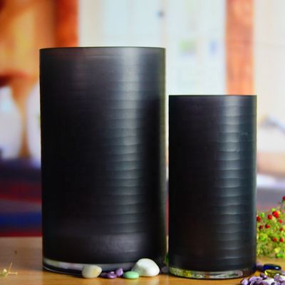 गुणवत्ता Hand Engraved Cylinder Decorative Glass Vase ,  Cylinder Vase Centerpieces With Pattern फैक्टरी