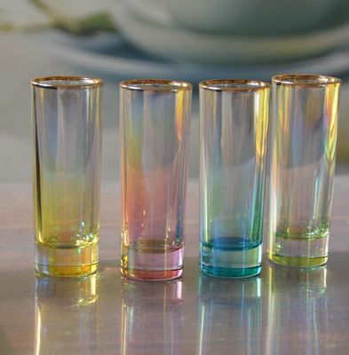 गुणवत्ता Personalized INS Gradient Color Gold Rim Unique Shot Glass Set फैक्टरी