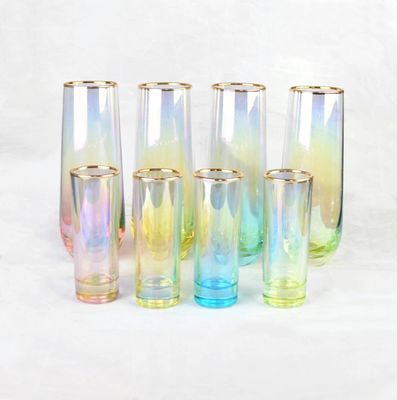गुणवत्ता Personalized INS Gradient Color Gold Rim Unique Shot Glass Set फैक्टरी