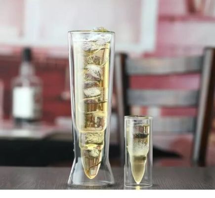 गुणवत्ता Bullet Shaped Double Wall 45ml Unique Shot Glasses फैक्टरी