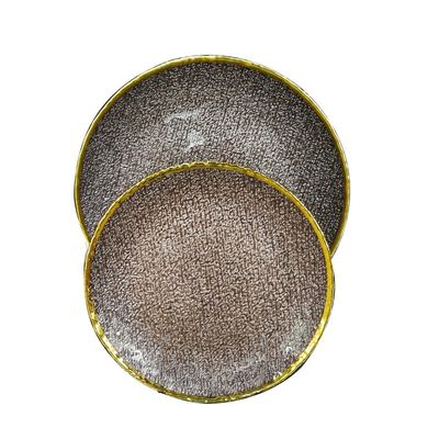 गुणवत्ता Golden Color Dessert Glass Charger Plates , Decorative Charger Plates For Wedding फैक्टरी
