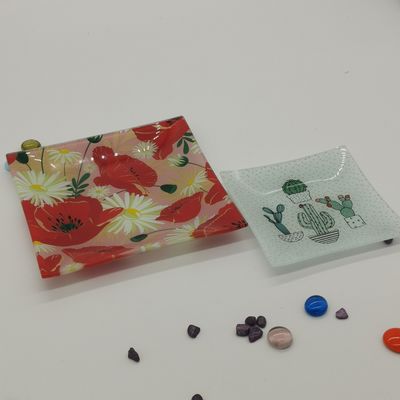 गुणवत्ता Customize Color Ins Cactus Square Glass Dinner Plates फैक्टरी