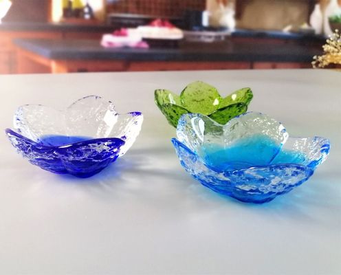 गुणवत्ता Ins Cherry Blossom Glass Sauce Plates For Dinner Table फैक्टरी