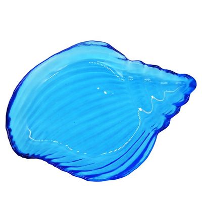 गुणवत्ता Ocean Series Sea Shell Blue Glass Charger Plate For Dessert फैक्टरी